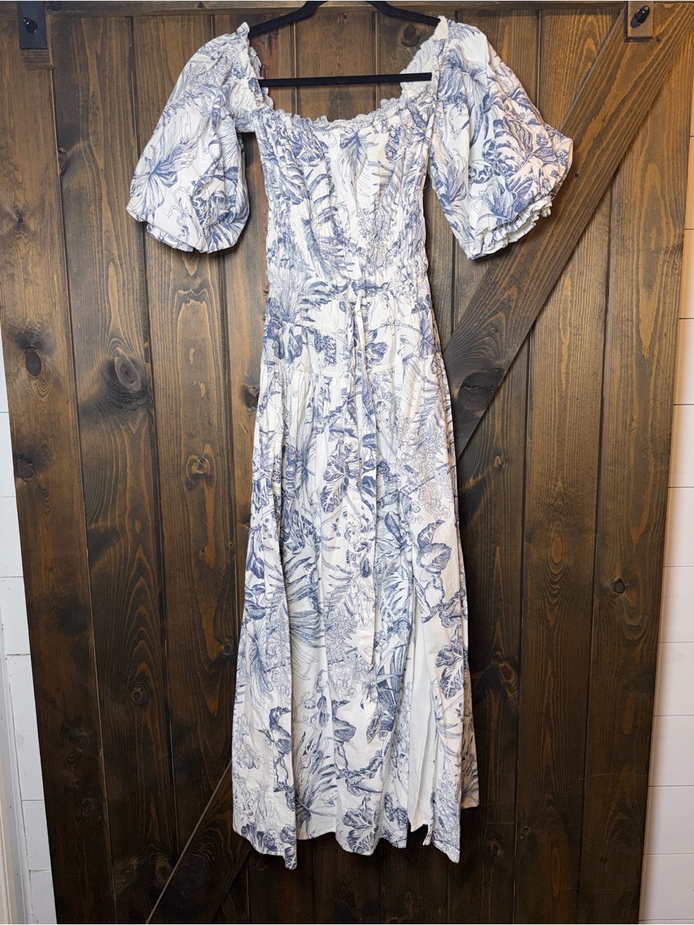 Love The Label Anthropologie Floral  Puff Sleeve Dress Midi Cottagecore Boho XS